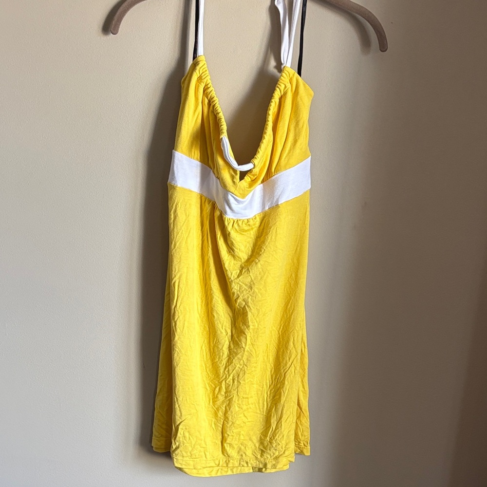 Yellow and White bathing suit coverup